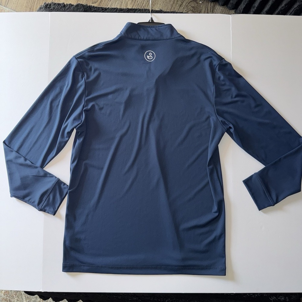 Men's Large Swannies Quarter Zip Performance Golf Pullover Navy HR Country Club - Picture 5 of 6